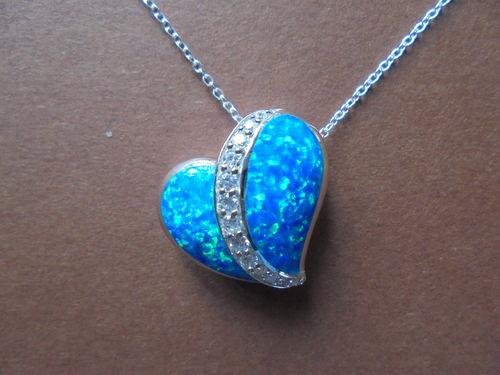 2 Opal Heart Pendant